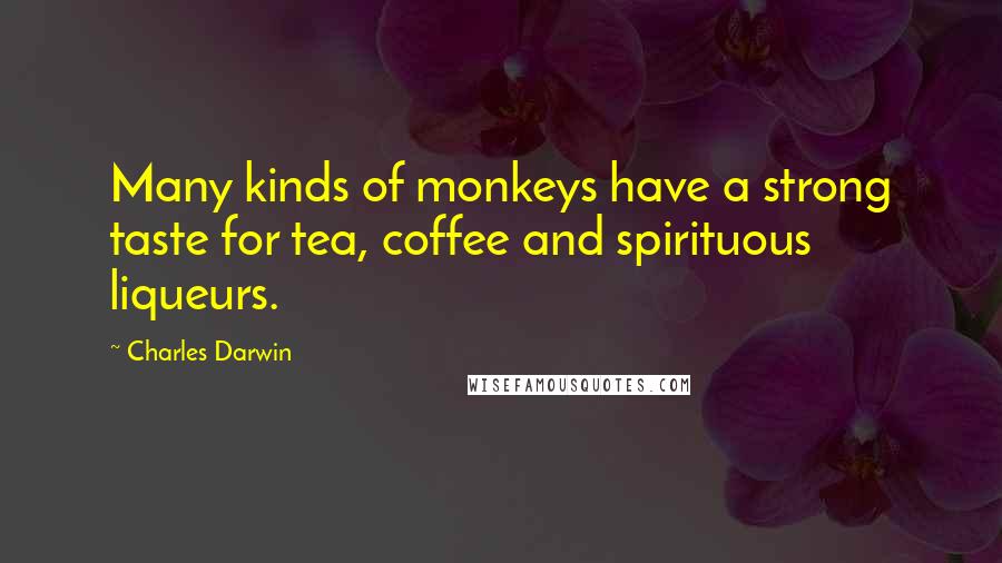 Charles Darwin Quotes: Many kinds of monkeys have a strong taste for tea, coffee and spirituous liqueurs.