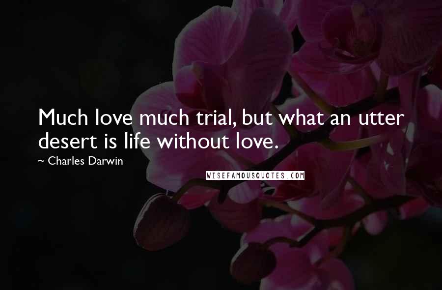 Charles Darwin Quotes: Much love much trial, but what an utter desert is life without love.