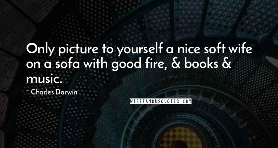 Charles Darwin Quotes: Only picture to yourself a nice soft wife on a sofa with good fire, & books & music.