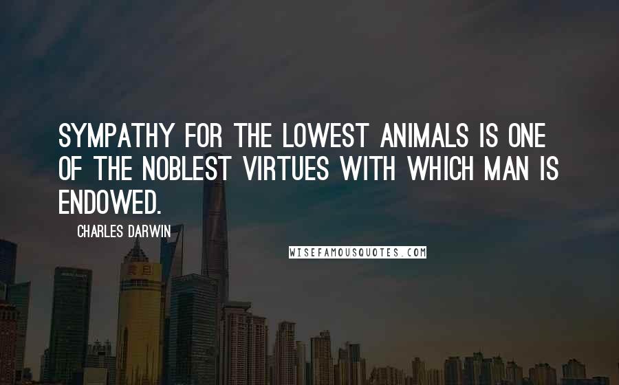 Charles Darwin Quotes: Sympathy for the lowest animals is one of the noblest virtues with which man is endowed.