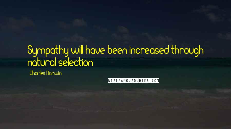 Charles Darwin Quotes: Sympathy will have been increased through natural selection