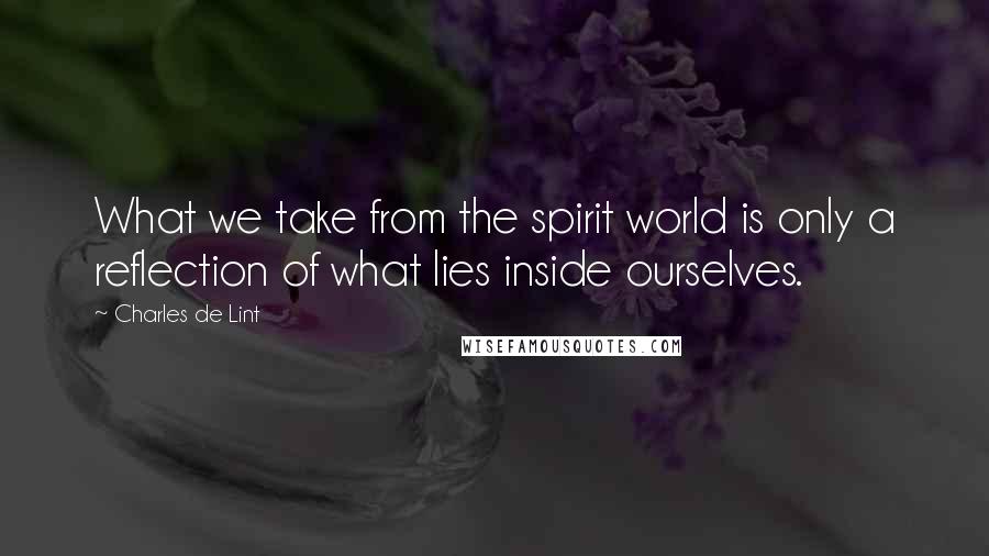 Charles De Lint Quotes: What we take from the spirit world is only a reflection of what lies inside ourselves.