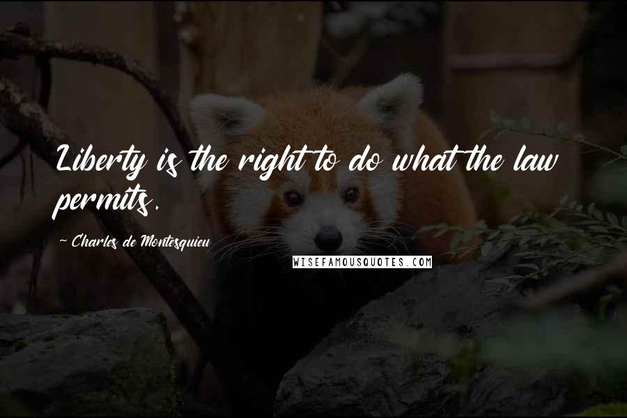 Charles De Montesquieu Quotes: Liberty is the right to do what the law permits.