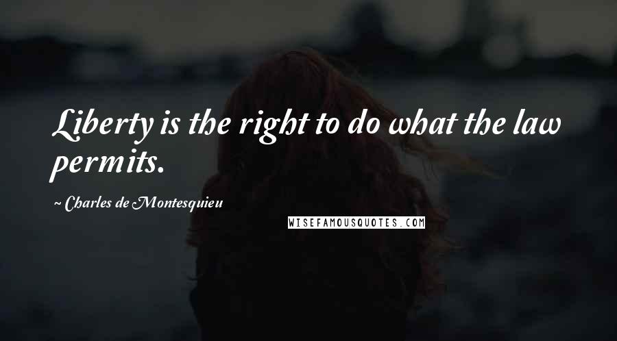 Charles De Montesquieu Quotes: Liberty is the right to do what the law permits.