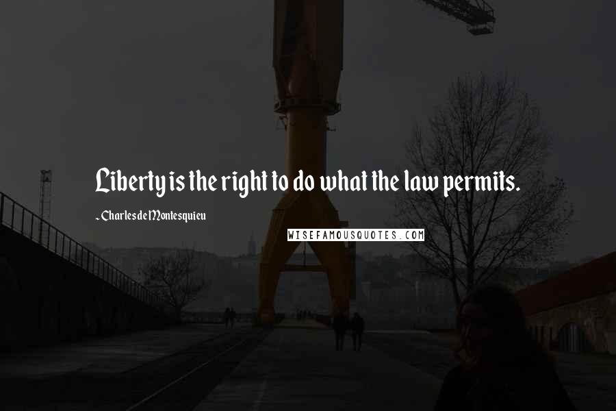 Charles De Montesquieu Quotes: Liberty is the right to do what the law permits.