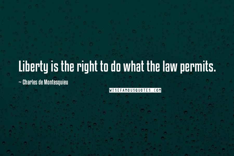 Charles De Montesquieu Quotes: Liberty is the right to do what the law permits.