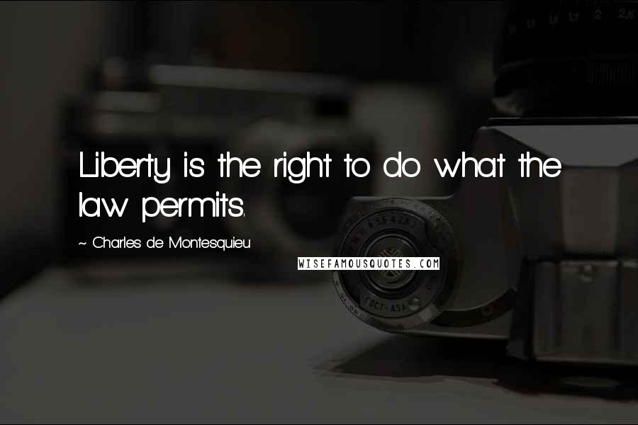 Charles De Montesquieu Quotes: Liberty is the right to do what the law permits.