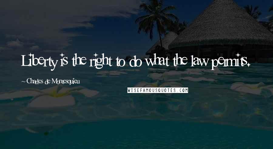 Charles De Montesquieu Quotes: Liberty is the right to do what the law permits.