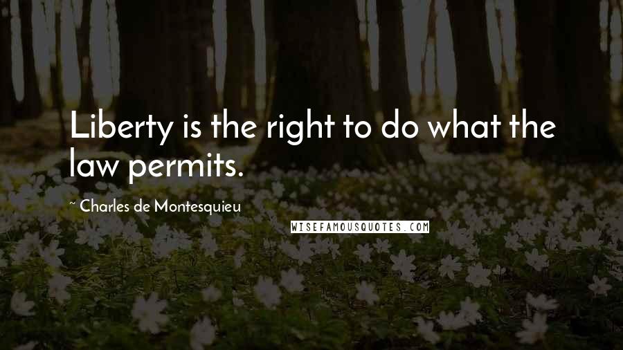 Charles De Montesquieu Quotes: Liberty is the right to do what the law permits.