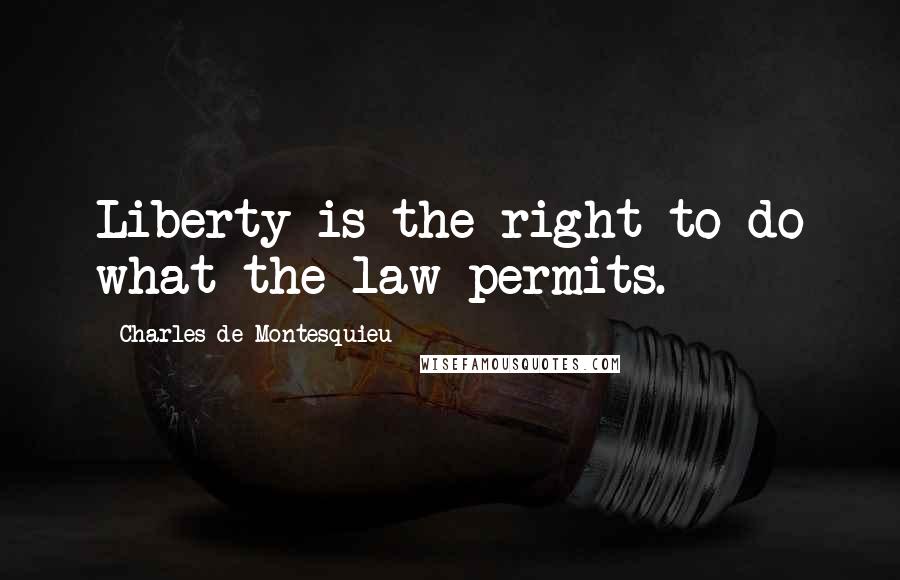 Charles De Montesquieu Quotes: Liberty is the right to do what the law permits.