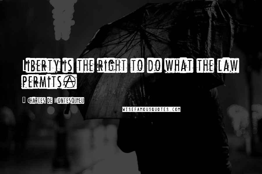 Charles De Montesquieu Quotes: Liberty is the right to do what the law permits.