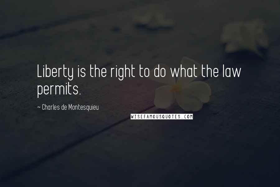 Charles De Montesquieu Quotes: Liberty is the right to do what the law permits.