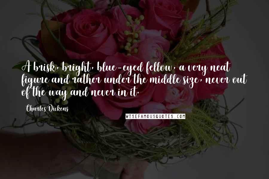 Charles Dickens Quotes: A brisk, bright, blue-eyed fellow, a very neat figure and rather under the middle size, never out of the way and never in it.