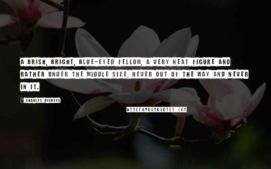 Charles Dickens Quotes: A brisk, bright, blue-eyed fellow, a very neat figure and rather under the middle size, never out of the way and never in it.