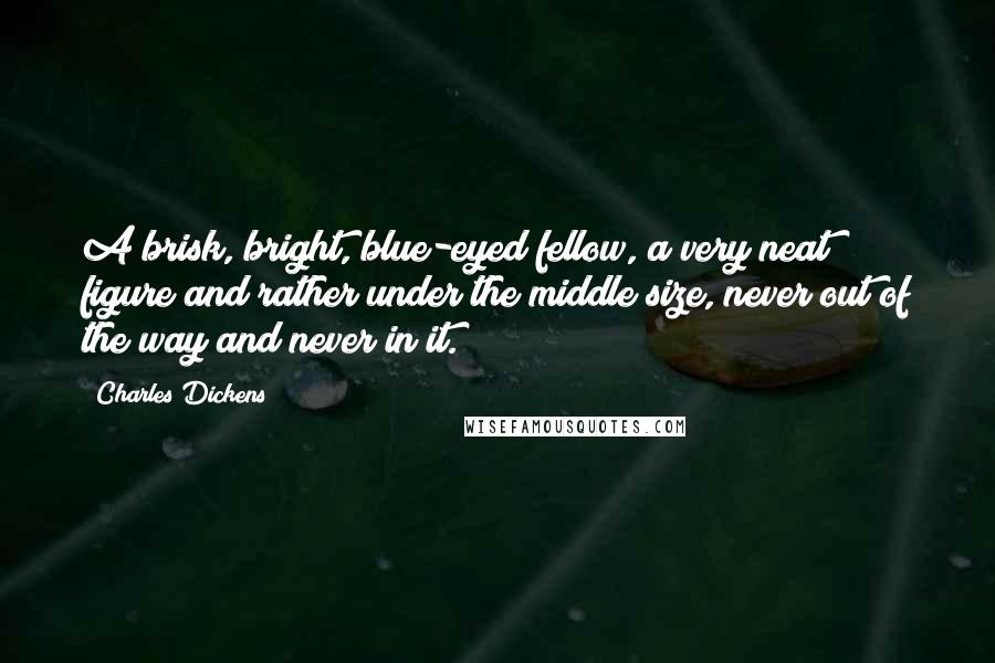 Charles Dickens Quotes: A brisk, bright, blue-eyed fellow, a very neat figure and rather under the middle size, never out of the way and never in it.
