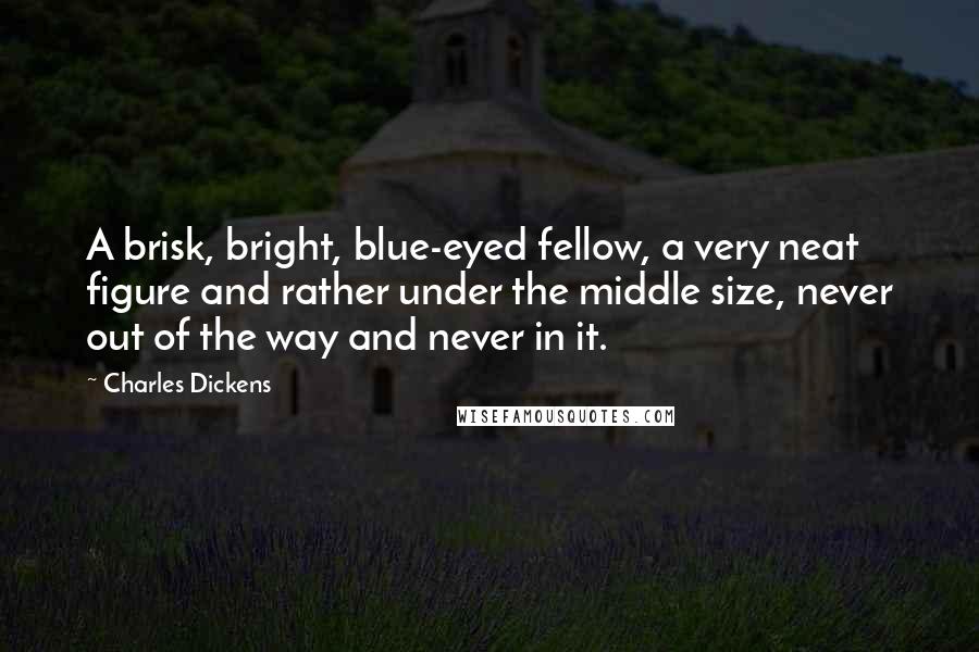 Charles Dickens Quotes: A brisk, bright, blue-eyed fellow, a very neat figure and rather under the middle size, never out of the way and never in it.
