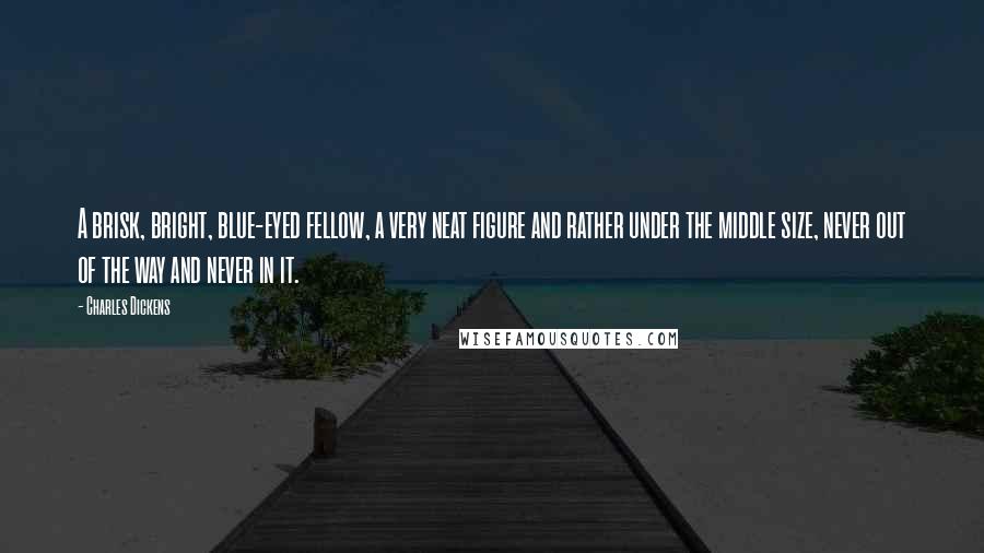 Charles Dickens Quotes: A brisk, bright, blue-eyed fellow, a very neat figure and rather under the middle size, never out of the way and never in it.