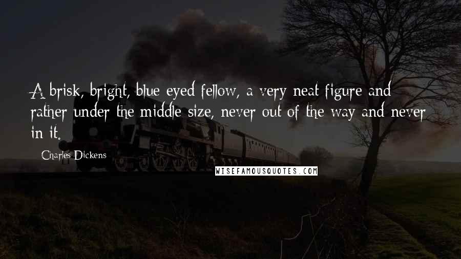 Charles Dickens Quotes: A brisk, bright, blue-eyed fellow, a very neat figure and rather under the middle size, never out of the way and never in it.