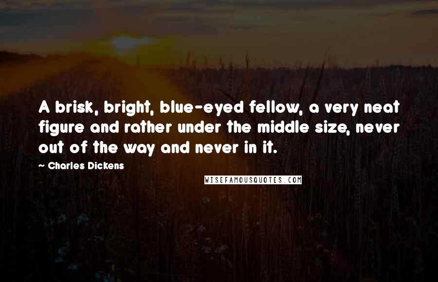 Charles Dickens Quotes: A brisk, bright, blue-eyed fellow, a very neat figure and rather under the middle size, never out of the way and never in it.