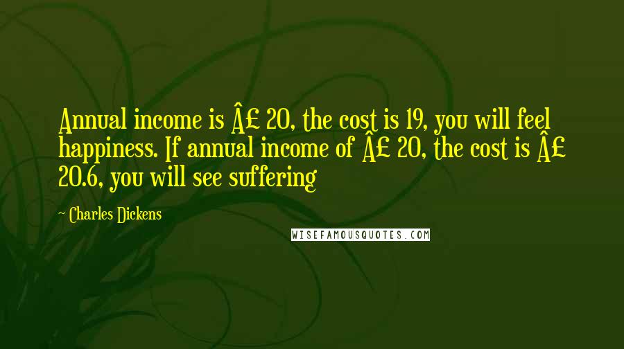 Charles Dickens Quotes: Annual income is £ 20, the cost is 19, you will feel happiness. If annual income of £ 20, the cost is £ 20.6, you will see suffering