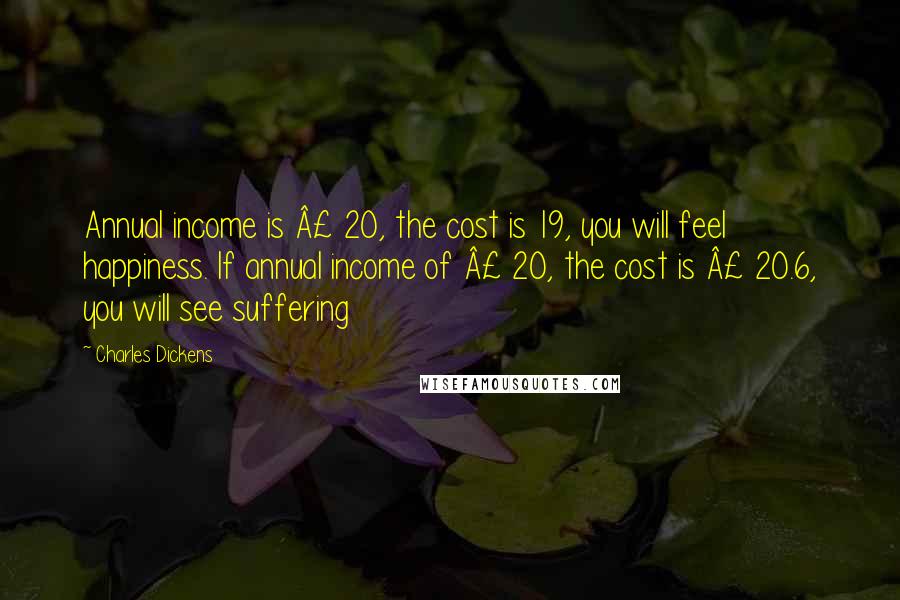 Charles Dickens Quotes: Annual income is £ 20, the cost is 19, you will feel happiness. If annual income of £ 20, the cost is £ 20.6, you will see suffering