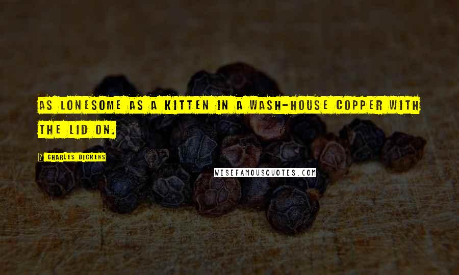 Charles Dickens Quotes: As lonesome as a kitten in a wash-house copper with the lid on.