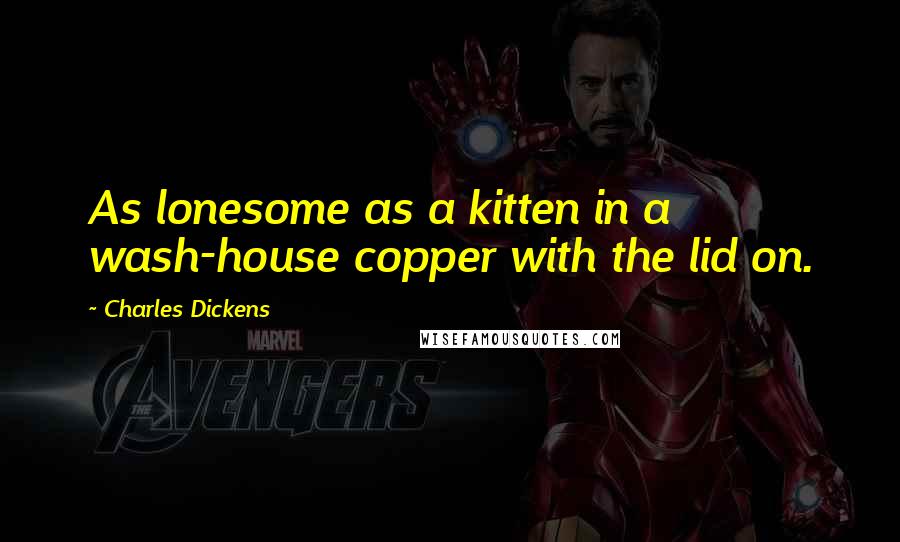 Charles Dickens Quotes: As lonesome as a kitten in a wash-house copper with the lid on.