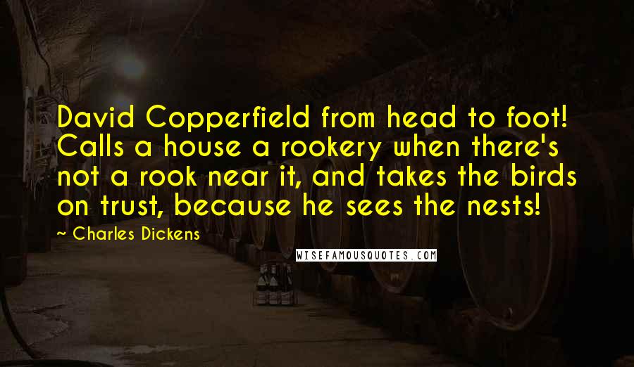 Charles Dickens Quotes: David Copperfield from head to foot! Calls a house a rookery when there's not a rook near it, and takes the birds on trust, because he sees the nests!