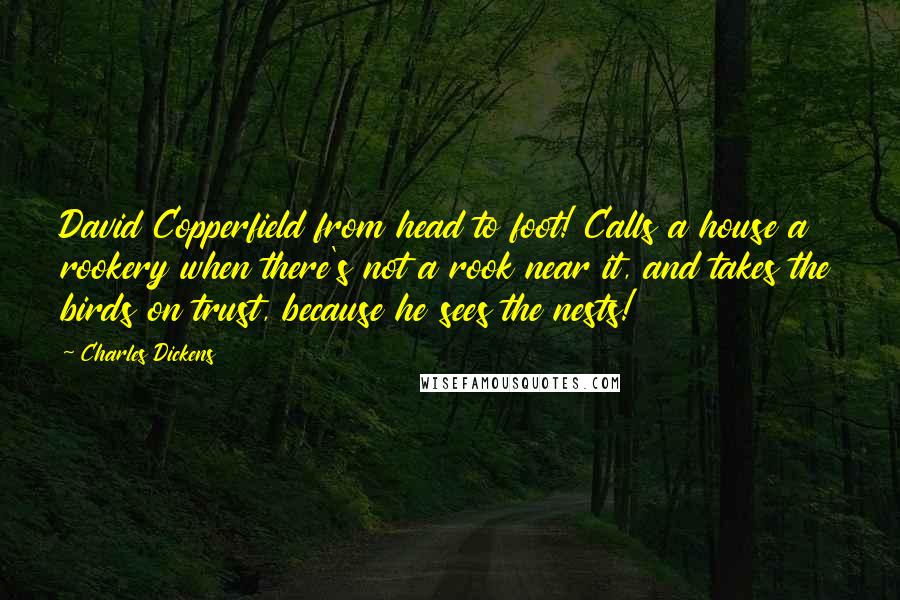 Charles Dickens Quotes: David Copperfield from head to foot! Calls a house a rookery when there's not a rook near it, and takes the birds on trust, because he sees the nests!