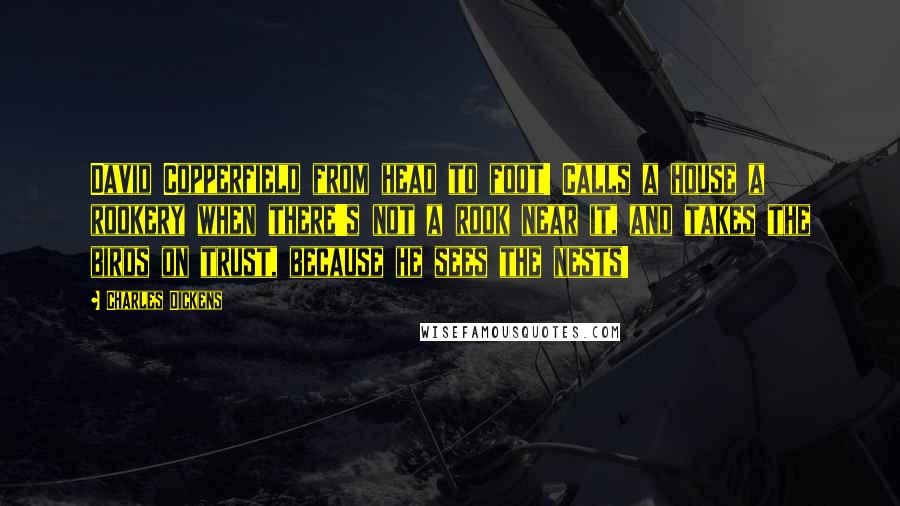 Charles Dickens Quotes: David Copperfield from head to foot! Calls a house a rookery when there's not a rook near it, and takes the birds on trust, because he sees the nests!