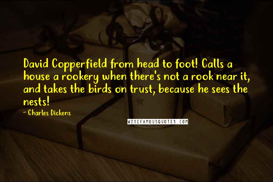 Charles Dickens Quotes: David Copperfield from head to foot! Calls a house a rookery when there's not a rook near it, and takes the birds on trust, because he sees the nests!