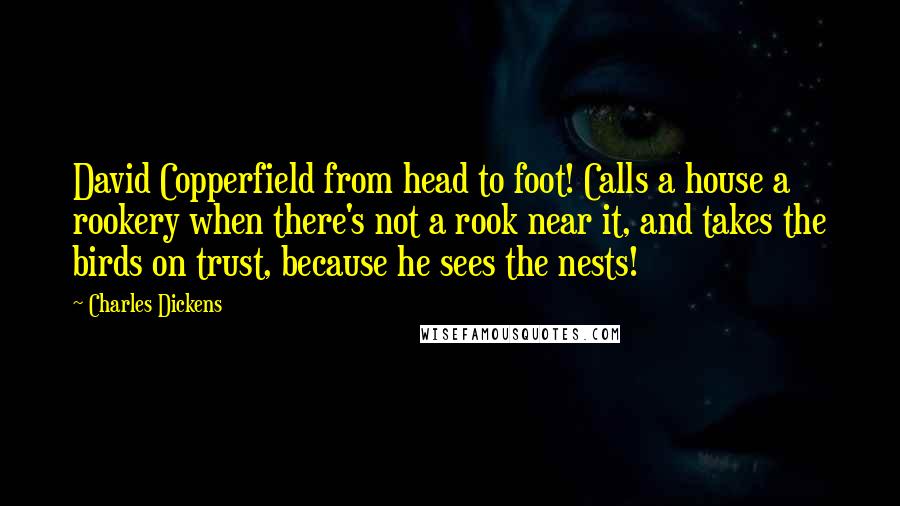 Charles Dickens Quotes: David Copperfield from head to foot! Calls a house a rookery when there's not a rook near it, and takes the birds on trust, because he sees the nests!