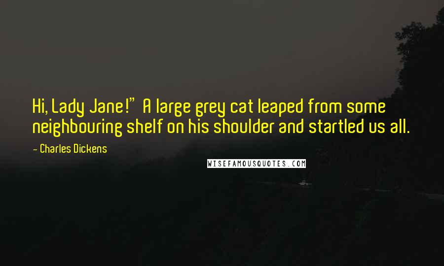 Charles Dickens Quotes: Hi, Lady Jane!" A large grey cat leaped from some neighbouring shelf on his shoulder and startled us all.