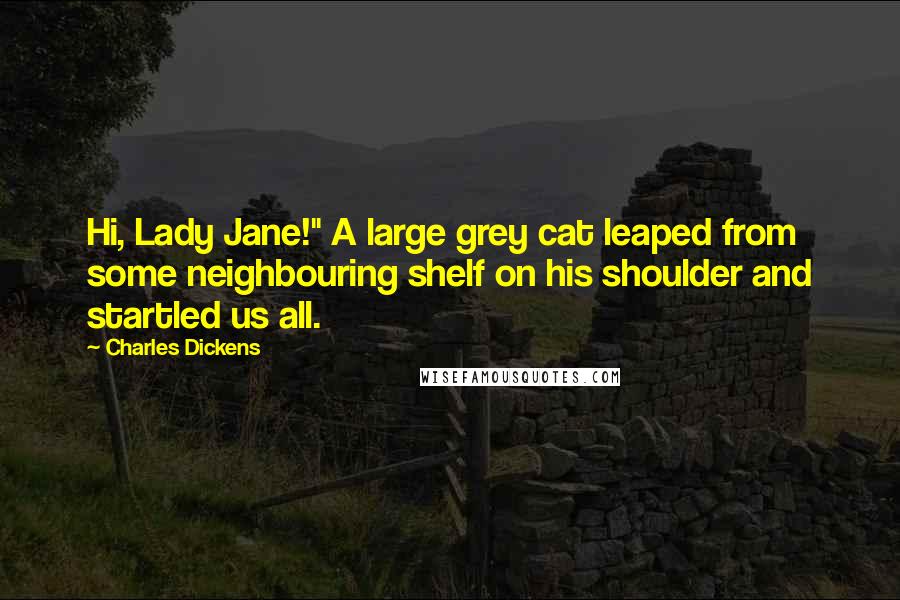 Charles Dickens Quotes: Hi, Lady Jane!" A large grey cat leaped from some neighbouring shelf on his shoulder and startled us all.