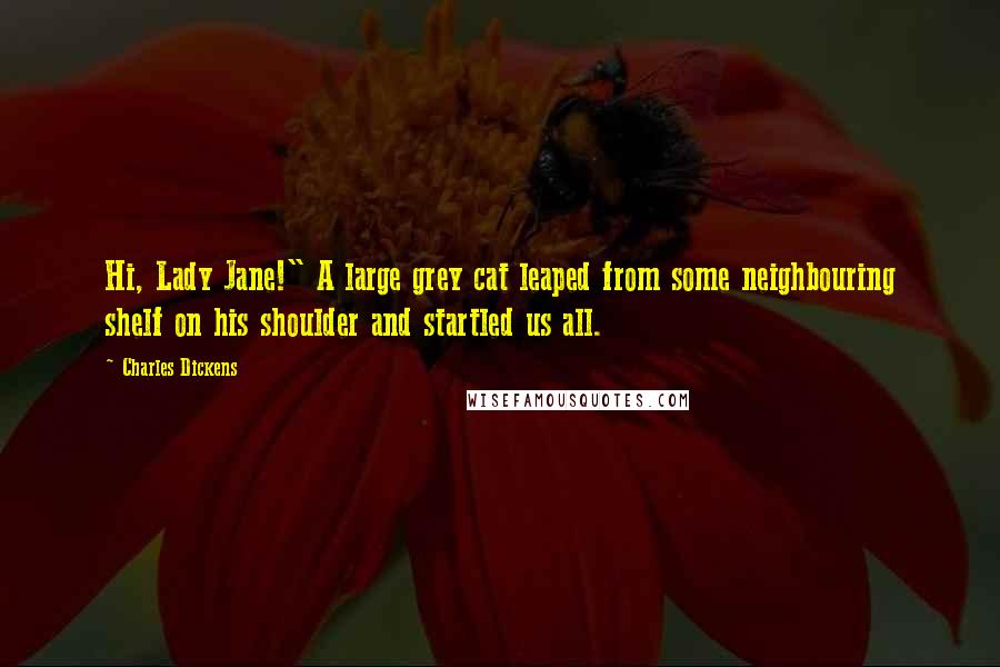 Charles Dickens Quotes: Hi, Lady Jane!" A large grey cat leaped from some neighbouring shelf on his shoulder and startled us all.