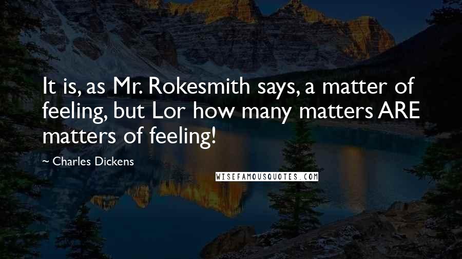 Charles Dickens Quotes: It is, as Mr. Rokesmith says, a matter of feeling, but Lor how many matters ARE matters of feeling!