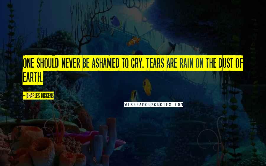 Charles Dickens Quotes: One should never be ashamed to cry. Tears are rain on the dust of earth.