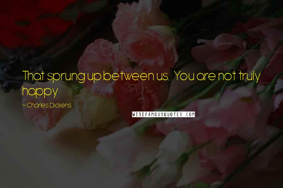 Charles Dickens Quotes: That sprung up between us. You are not truly happy