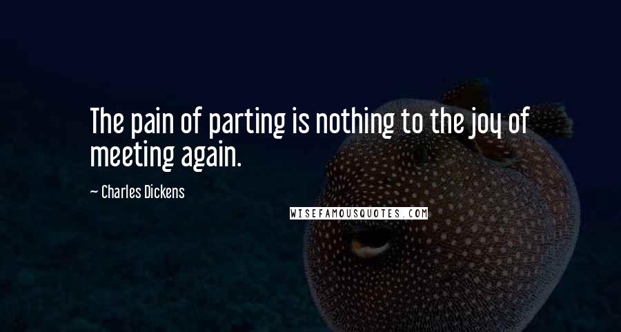 Charles Dickens Quotes: The pain of parting is nothing to the joy of meeting again.