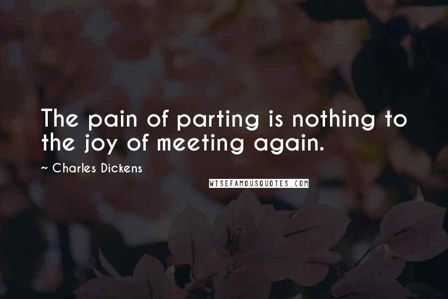 Charles Dickens Quotes: The pain of parting is nothing to the joy of meeting again.