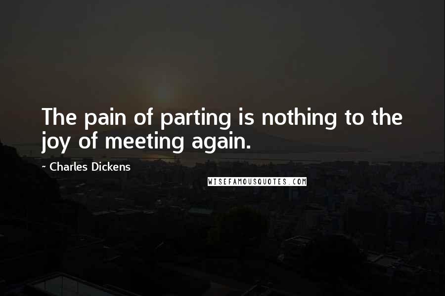 Charles Dickens Quotes: The pain of parting is nothing to the joy of meeting again.