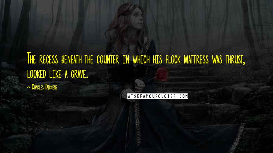 Charles Dickens Quotes: The recess beneath the counter in which his flock mattress was thrust, looked like a grave.