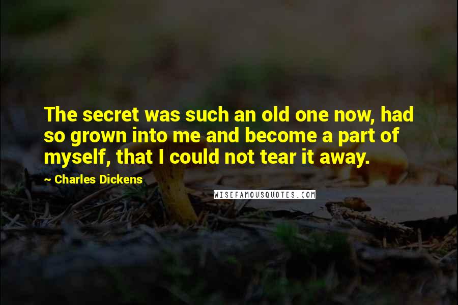 Charles Dickens Quotes: The secret was such an old one now, had so grown into me and become a part of myself, that I could not tear it away.