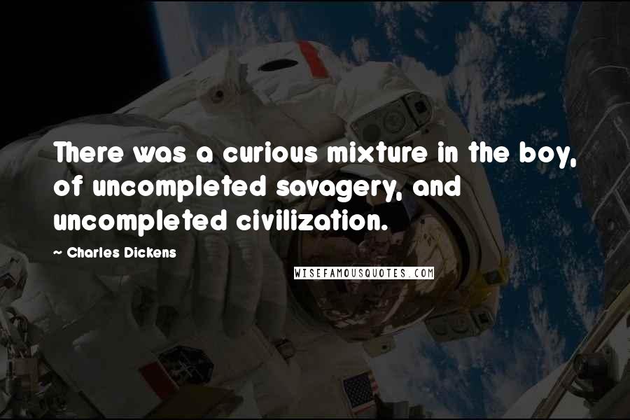 Charles Dickens Quotes: There was a curious mixture in the boy, of uncompleted savagery, and uncompleted civilization.