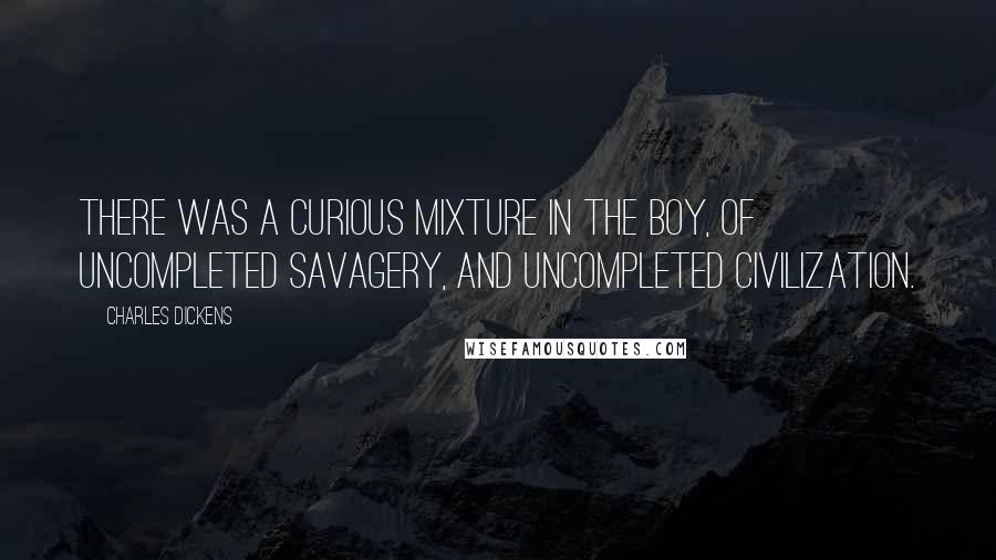 Charles Dickens Quotes: There was a curious mixture in the boy, of uncompleted savagery, and uncompleted civilization.