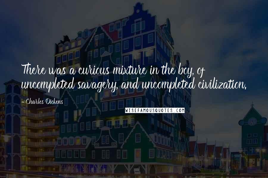 Charles Dickens Quotes: There was a curious mixture in the boy, of uncompleted savagery, and uncompleted civilization.