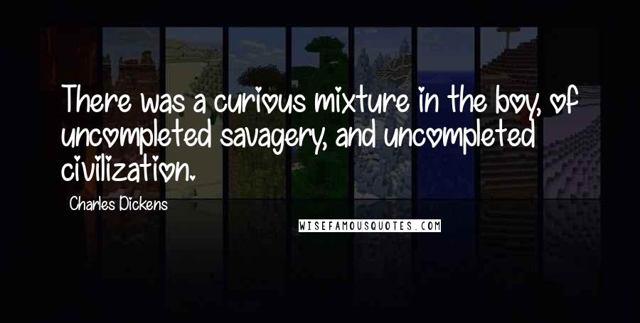 Charles Dickens Quotes: There was a curious mixture in the boy, of uncompleted savagery, and uncompleted civilization.