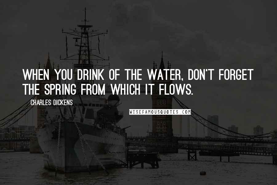 Charles Dickens Quotes: When you drink of the water, don't forget the spring from which it flows.