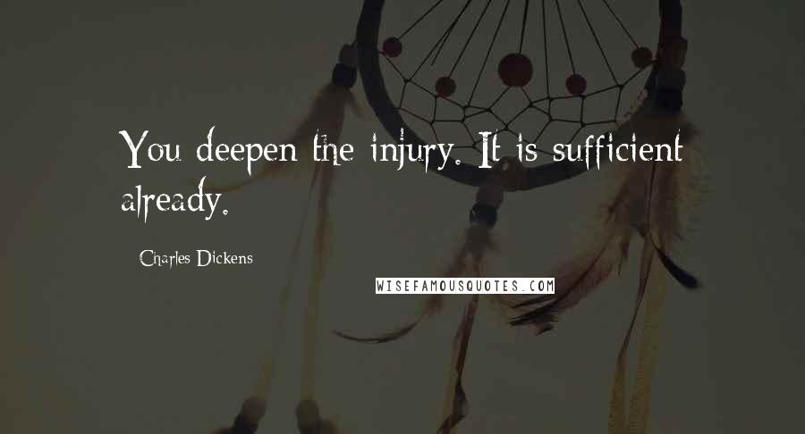 Charles Dickens Quotes: You deepen the injury. It is sufficient already.