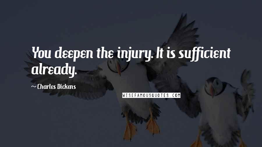 Charles Dickens Quotes: You deepen the injury. It is sufficient already.